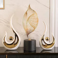 Axyaa Gold Swan Lovers Porcelain Figurines Room Decor Crafts