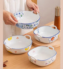 Axyaa 7-Inch Baking Bowl Double Ear Tableware Microwave Oven Rice Salad Tray