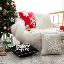 Axyaa Christmas Snowflake Plush Pillow Cover Embroidered Cotton Cushion 1PC