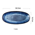 Axyaa Blue Fish Plate Japanese Style Oval Sushi Serving Platter Large Glaze Color
