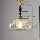 Axyaa Modern LED Pendant Light with Wood Handle & Clear Glass