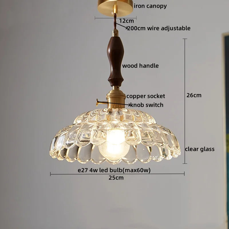 Axyaa Copper Glass LED Pendant Light - Nordic Style for Bedroom, Kitchen, Bar, Stairway