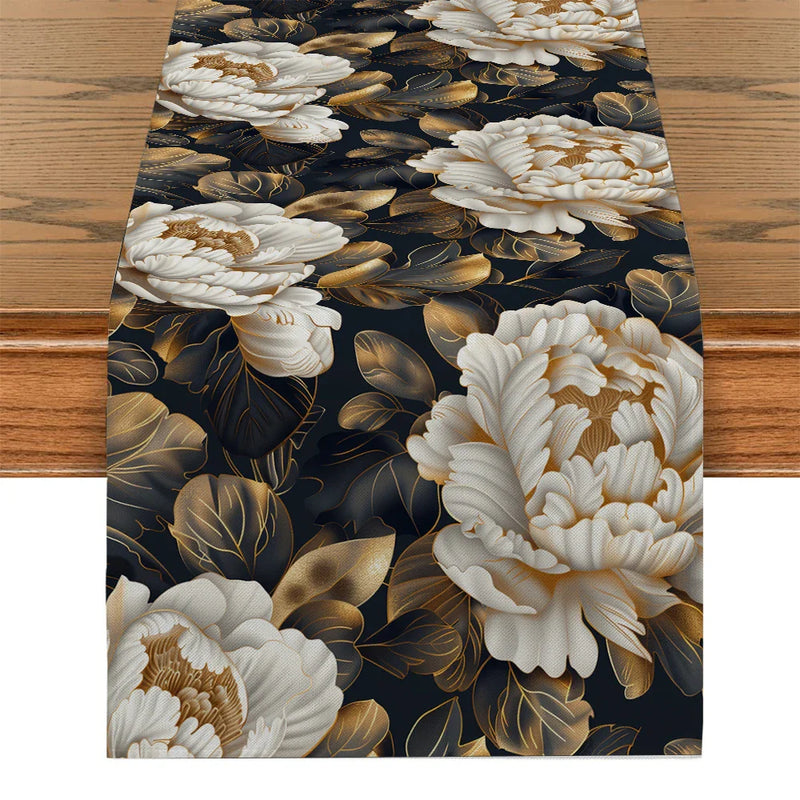 Axyaa 3D Effect Floral Table Runner for Farmhouse Dining Decor