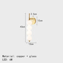 Axyaa Glass Bedside LED Wall Lamp Copper Gold Black Parlor Shop Hotel Light Fixtures