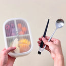 Axyaa 3 Grids Detachable Plastic Lunch Box, Microwave Safe Bento Container