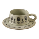Axyaa Stoneware Latte Mug Set Cup & Saucer Japanese Style Ceramic Beverage