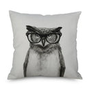 Axyaa Owl Linen Pillowcase 45x45cm Decorative Cushion Cover Sofa Throw Pillows Case