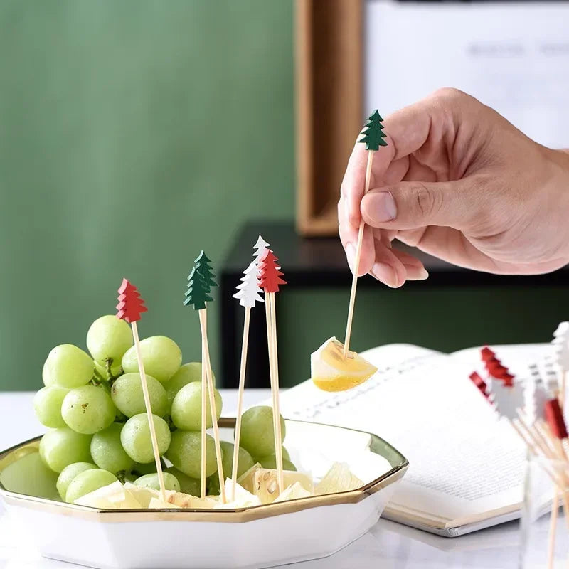 Axyaa Christmas Fruit Skewers: Santa Claus, Snowflake, Xmas Tree Forks