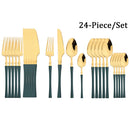 Axyaa White Gold Stainless Steel 24-Piece Tableware Set - Premium Silverware Collection