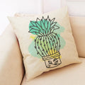 Axyaa Cactus Linen Pillowcase for Home Décor