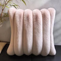 Axyaa Faux Fur Pillow Cover Solid Striped Soft Warm Reversible Beige Cream Green Black