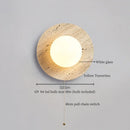 Axyaa Stone LED Wall Lamp with Pull Chain Switch - Black Travertine Wabi Sabi