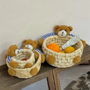 Axyaa Cute Bear Mini Woven Display Basket: Multi-purpose Desktop Organizer and Home Decor