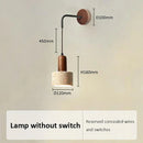 Wabi Sabi Natural Stone Wall Lamp, Retro Peach Wood Color, LED Sconce Light