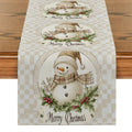 Snowman Holly Berries Table Runner by Axyaa: Festive Kitchen & Dining Decoration
