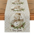 Snowman Holly Berries Table Runner by Axyaa: Festive Kitchen & Dining Decoration