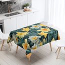 Tropical Plant Printed Waterproof Table Cloth for Kitchen & Restaurant by Axyaa