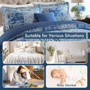 Axyaa Floragrid Blue Quilt Bedding Set: Lightweight & Reversible Comforter for All Season