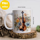 Axyaa Music Theme Ceramic Coffee Mug - Violin Piano Harp Saxophone Picture Mug