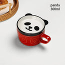 Axyaa Cartoon Cat Coffee Mug with Lid and Small Dish