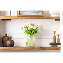 Axyaa Ribbed Glass Vase with White Tulips Artificial Flowers 20-Piece Set