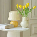 Axyaa Warm LED Stained Glass Table Lamp, French Cream Style, Modern Nordic Design