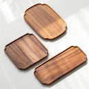 Axyaa Japanese Walnut Cloud Plate, Square Wooden Fruit Tray for Living Room & Dining