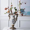 Axyaa Farmhouse Ceramic Vase Double Handles Distressed Finish Home Decor Trophy Cup Shape