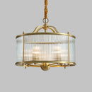 Axyaa Gold Metal Glass Tube Chandelier: Modern Large Round Dining Table Lighting