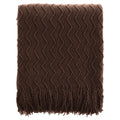 Axyaa Orange Knit Throw Blanket with Tassels - Lightweight & Decorative Fall Plaid Blanket