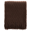 Axyaa Orange Knit Throw Blanket with Tassels - Lightweight & Decorative Fall Plaid Blanket