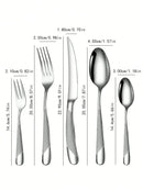 Axyaa Stainless Steel Silver High-End Star Diamond 30pc Tableware Set for Luxury Dining