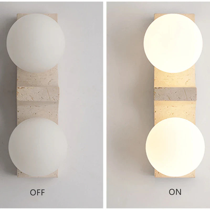 Axyaa Wabi-Sabi Glass Wall Lamp with LED Bulb, Yellow Travertine, Indoor Wall Light
