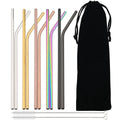 Axyaa Stainless Steel Straw Set - Mixed Colors, Reusable Drinking Straws