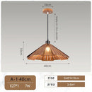 Axyaa Walnut Wood LED Minimalist Chandelier Straw Hat Pendant Lights