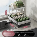 Axyaa 2-Tier Dish Drying Rack with Drainboard and Utensil Holder