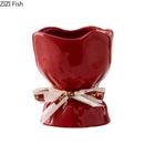 Axyaa Flower Bud Ceramic Vase Set - Aesthetic Room Decor & Table Centerpiece