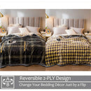 Axyaa Heavy Winter Fleece Plush Blanket: Silky Soft Korean Mink, 2 Ply Reversible Gray