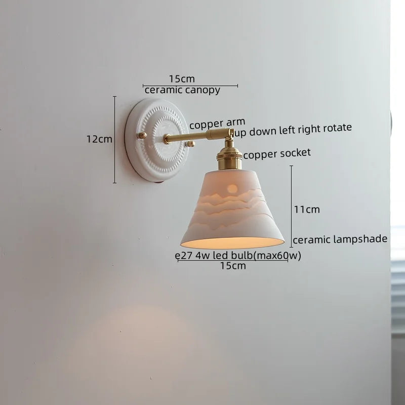 Axyaa Nordic Ceramic LED Wall Lights for Bedroom Living Room Decoration