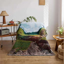 Axyaa Green Valley Horse Tapestry Throw Blanket for Cozy Home
