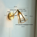 Axyaa Vintage Brass Wall Sconce Clear Glass Up Down Rotate Bedside Lamp