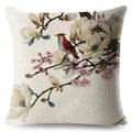Axyaa Vintage Floral Bird Linen Cushion Cover - 45*45cm
