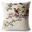 Axyaa Vintage Floral Bird Linen Cushion Cover - 45*45cm