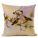 Axyaa Elegant Floral Bird Pattern Linen Cushion Cover 45x45cm for Living Room Sofa