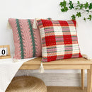 Axyaa Plaid Cotton Linen Holiday Throw Pillowcase for Home Sofa Decor