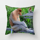 Axyaa Monkey Raccoon Pillow Cover - Wild Animal Print Sofa Decor Case