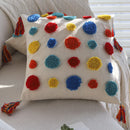 Axyaa Color Dot Tassel Cushion Cover 45x45cm for Living Room Sofa
