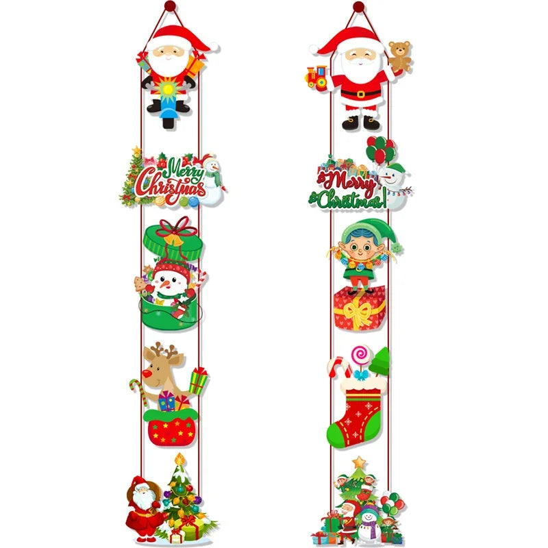 Axyaa Christmas Door Hanging Banner Santa Claus Snowman Xmas Front Door Ornament