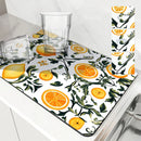 Axyaa Plant Leaf Lemon Kitchen Drying Mat - Quick Dry Absorbent Draining Pad