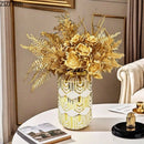 Gold Ceramic Vase with Lid by Axyaa: Floral Room Decor & Artificial Flowers Display